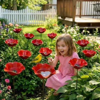 💥🌸Transform Your Garden Instantly 🎁Handmade Metal Flower Garden Stake🐦
