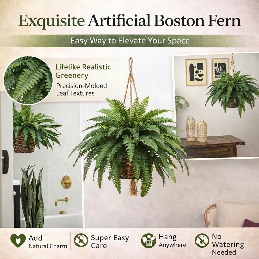 🔥 On Sale Only Today 🌱 UV Resistant Ferns Artificial Plants Large for Planters, Office & Home Decor, Outdoor & Indoor