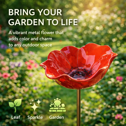 💥🌸Transform Your Garden Instantly 🎁Handmade Metal Flower Garden Stake🐦