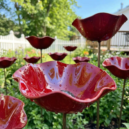 💥🌸Transform Your Garden Instantly 🎁Handmade Metal Flower Garden Stake🐦