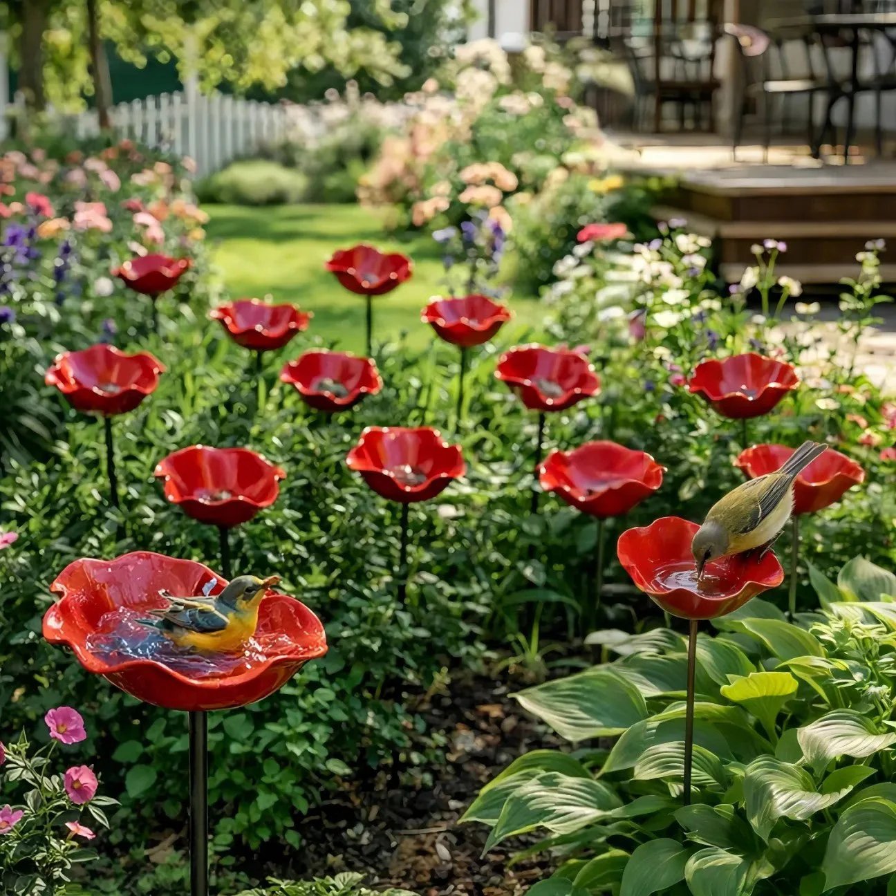 💥🌸Transform Your Garden Instantly 🎁Handmade Metal Flower Garden Stake🐦