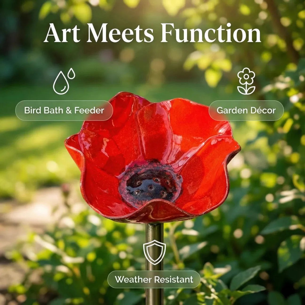 💥🌸Transform Your Garden Instantly 🎁Handmade Metal Flower Garden Stake🐦